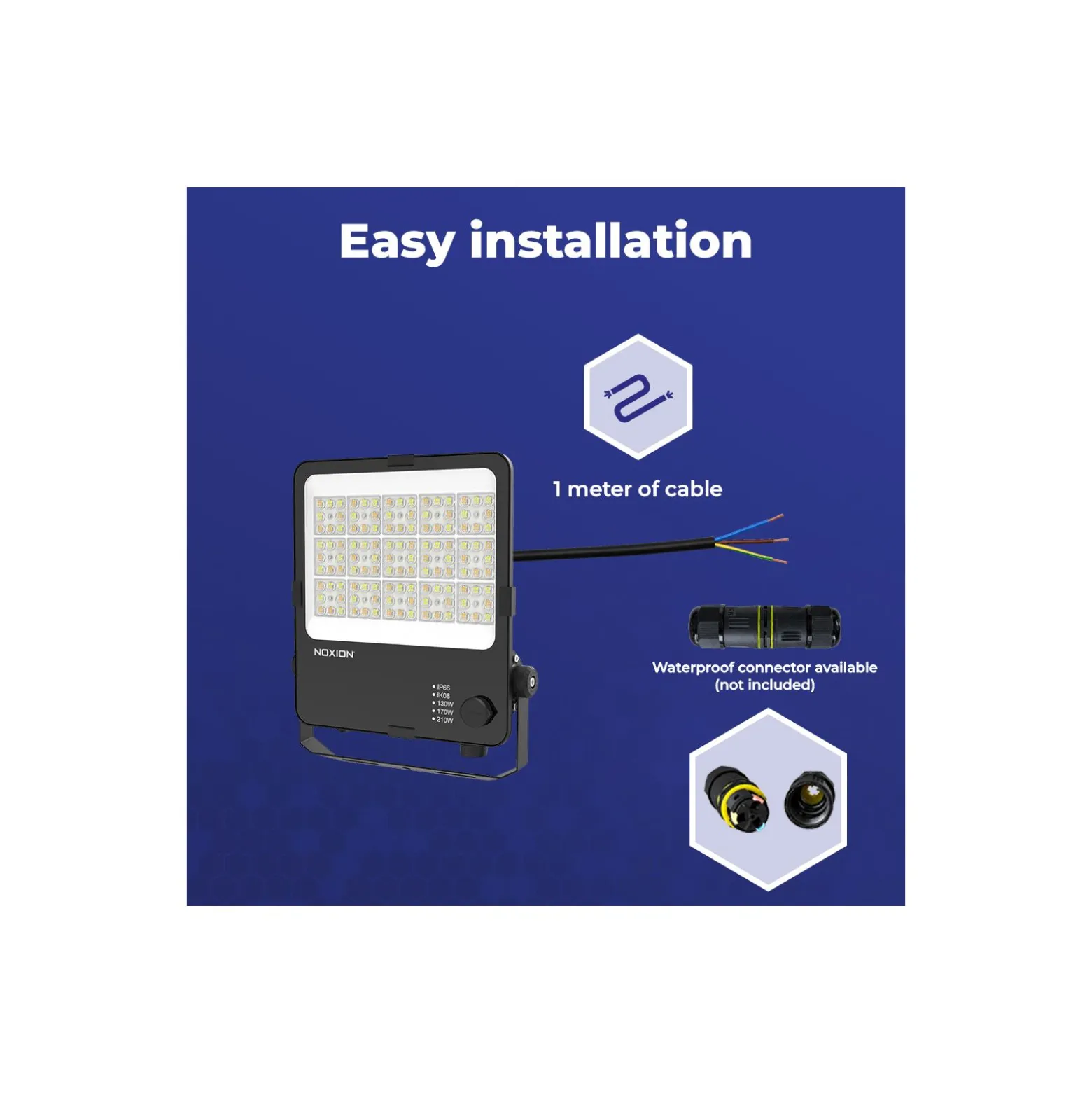 Noxion LED Strålkastare ProBeam V2.0 170W 23200lm 60D - 830-840-865 CCT | IP66 - Asymmetrisk