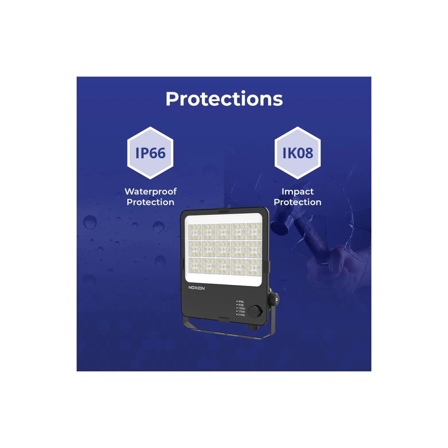 Noxion LED Strålkastare ProBeam V2.0 170W 23200lm 60D - 830-840-865 CCT | IP66 - Asymmetrisk