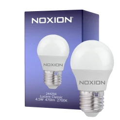 Noxion Lucent Classic LED E27 Boll Matt 4.5W 470lm - 827 Extra Varm Vit | Ersättare 40W