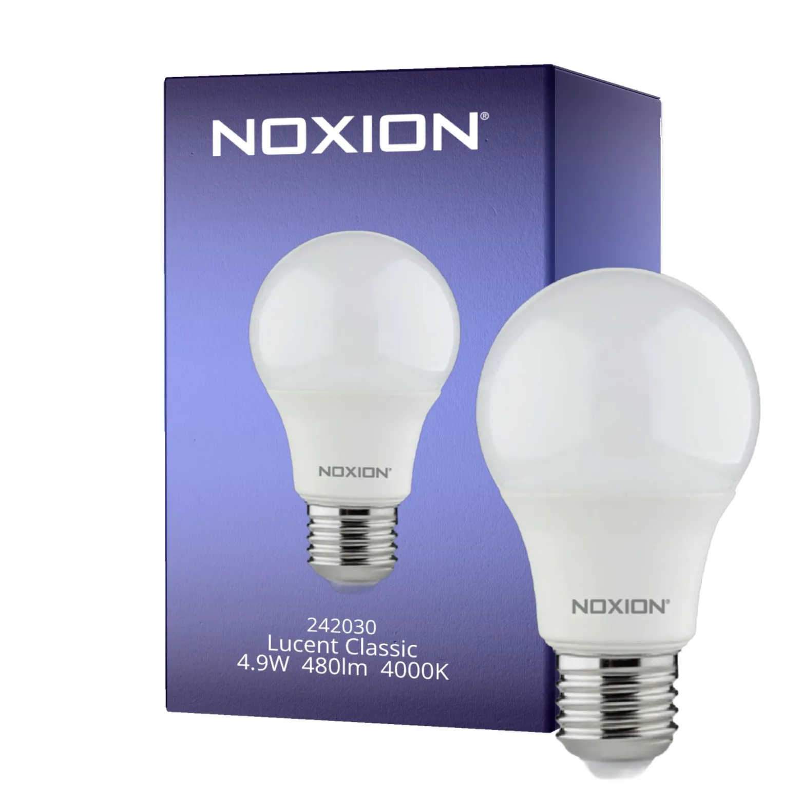 Noxion Lucent Classic LED E27 Päron Matt 4.9W 480lm - 840 Kallvit | Ersättare 40W