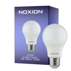 Noxion Lucent Classic LED E27 Päron Matt 8W 806lm - 827 Extra Varm Vit | Ersättare 60W