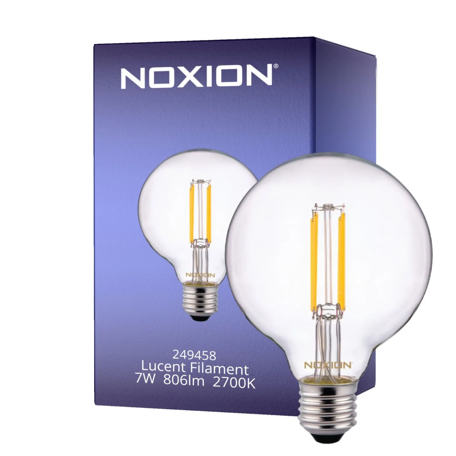 Noxion Lucent Filament LED E27 Globe Klar 7W 806lm - 827 Extra Varm Vit | Dimbar - Ersättare 60W