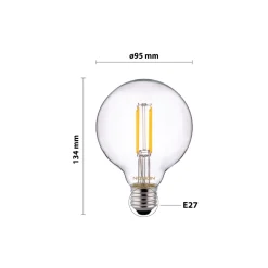 Noxion Lucent Filament LED E27 Globe Klar 7W 806lm - 827 Extra Varm Vit | Dimbar - Ersättare 60W