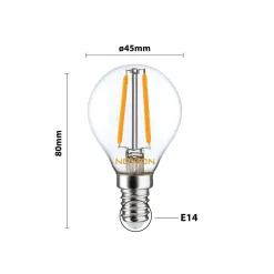 Noxion Lucent LED E14 boll Filament Klar 2.5W 250lm - 827 Extra Varm Vit | Ersättare 25W
