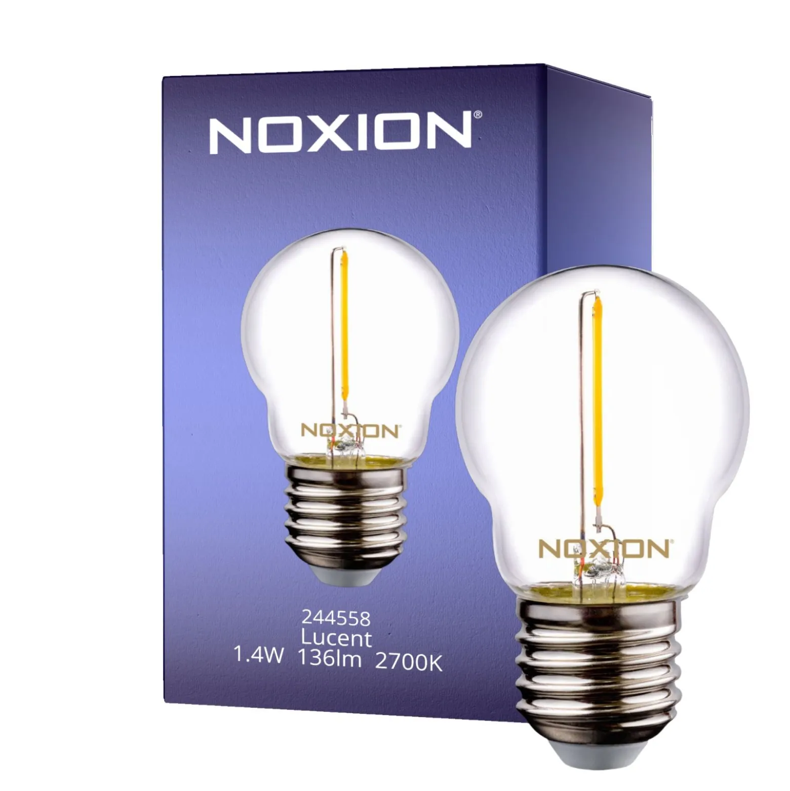 Noxion Lucent LED E27 boll Filament Klar 1.4W 136LM - 827 Extra Varm Vit | Ersättare 15W