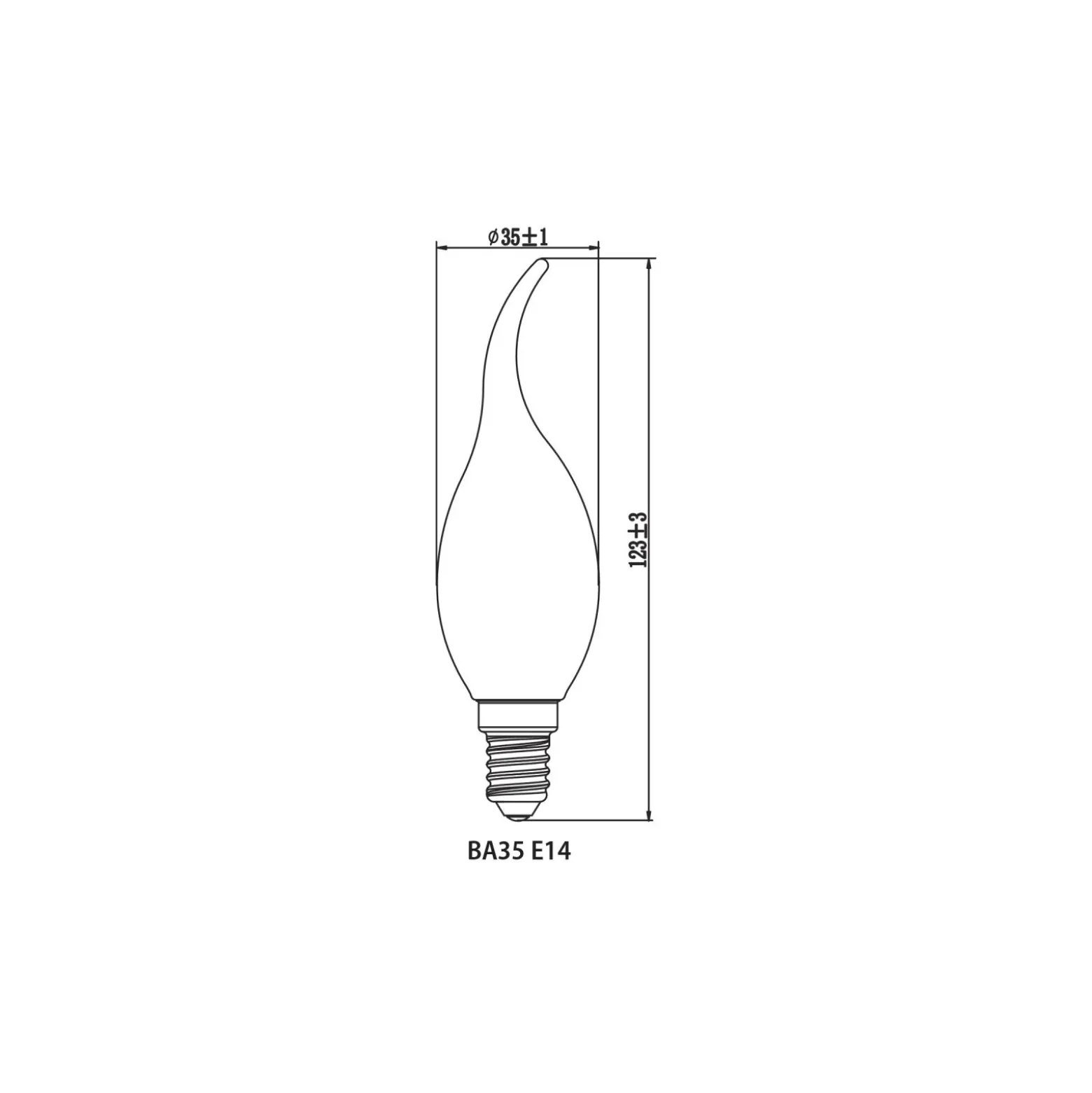 Noxion Lucent LED E14 Bøyd spiss Kronljus Filament Klar 4.5W 470lm - 827 Extra Varm Vit | Dimbar - Ersättare 40W