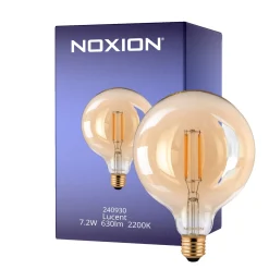Noxion Lucent LED E27 Globe Filament Ambar 125mm 7.2W 630lm - 822 Extra Varm Vit | Ersättare 60W