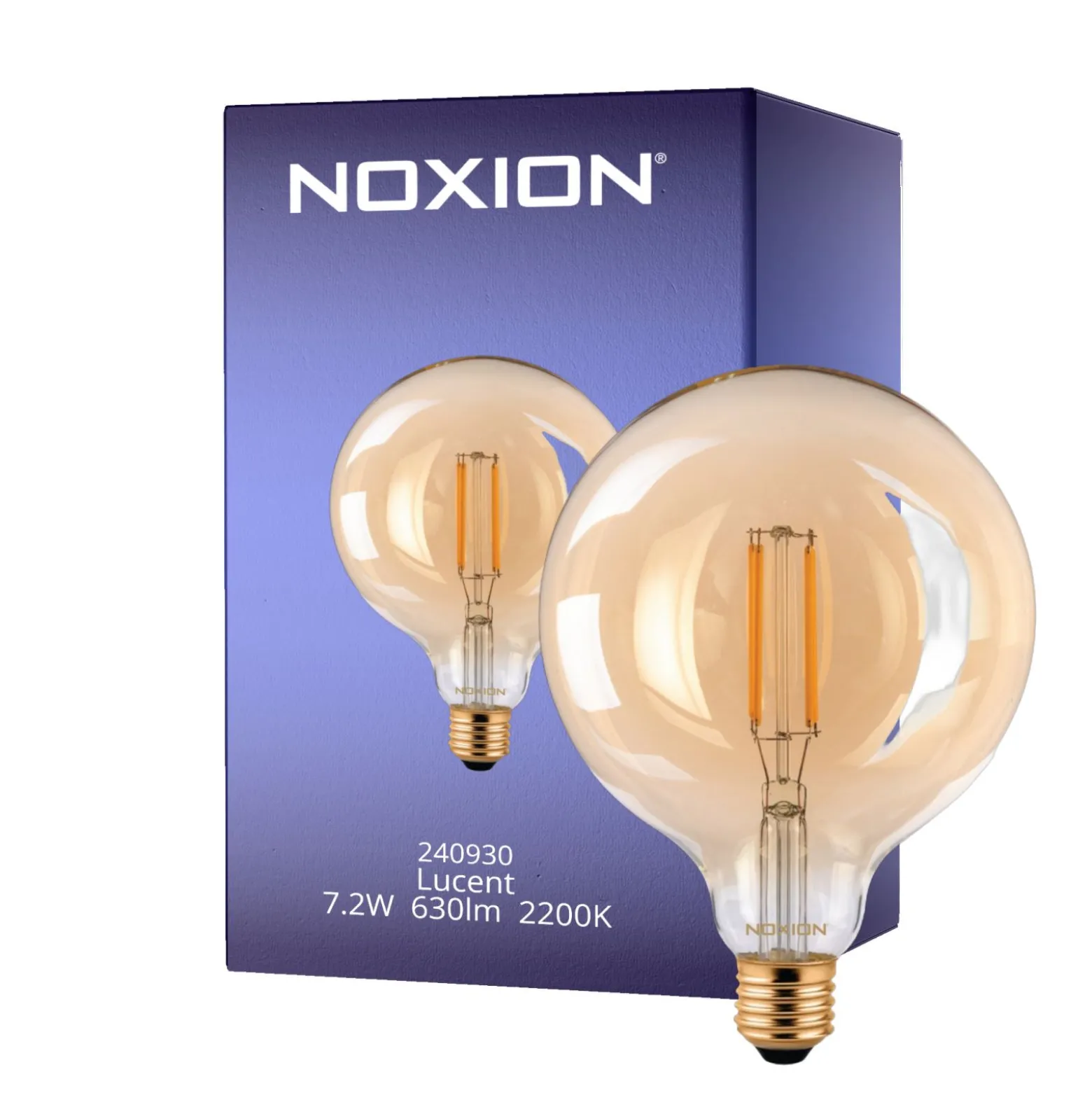 Noxion Lucent LED E27 Globe Filament Ambar 125mm 7.2W 630lm - 822 Extra Varm Vit | Ersättare 60W