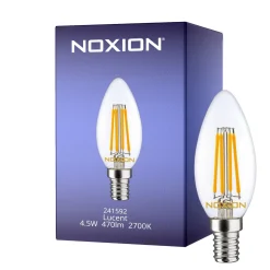 Noxion Lucent LED E14 Kronljus Filament Klar 4.5W 470lm - 827 Extra Varm Vit | Ersättare 40W