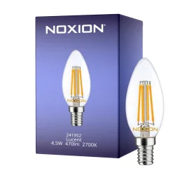 Noxion Lucent LED E14 Kronljus Filament Klar 4.5W 470lm - 827 Extra Varm Vit | Dimbar - Ersättare 40W