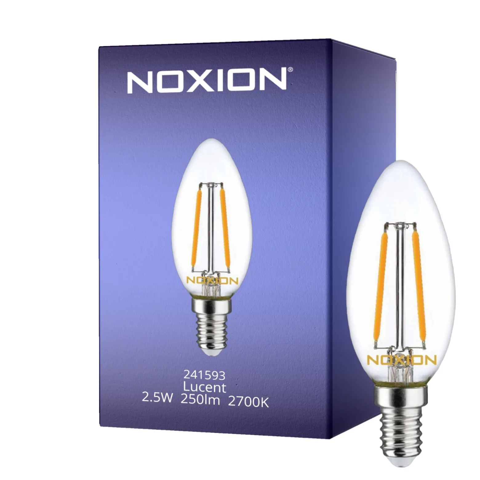 Noxion Lucent LED E14 Kronljus Filament Klar 2.5W 250lm - 827 Extra Varm Vit | Dimbar - Ersättare 25W