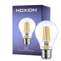 Noxion Lucent LED E27 Päron Filament Klar 4.5W 470lm - 822-827 Dim To Warm | Dimbar - Ersättare 40W