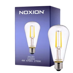 Noxion Lucent LED E27 Päron Filament Klar 4W 470lm - 827 Extra Varm Vit | Ersättare 40W