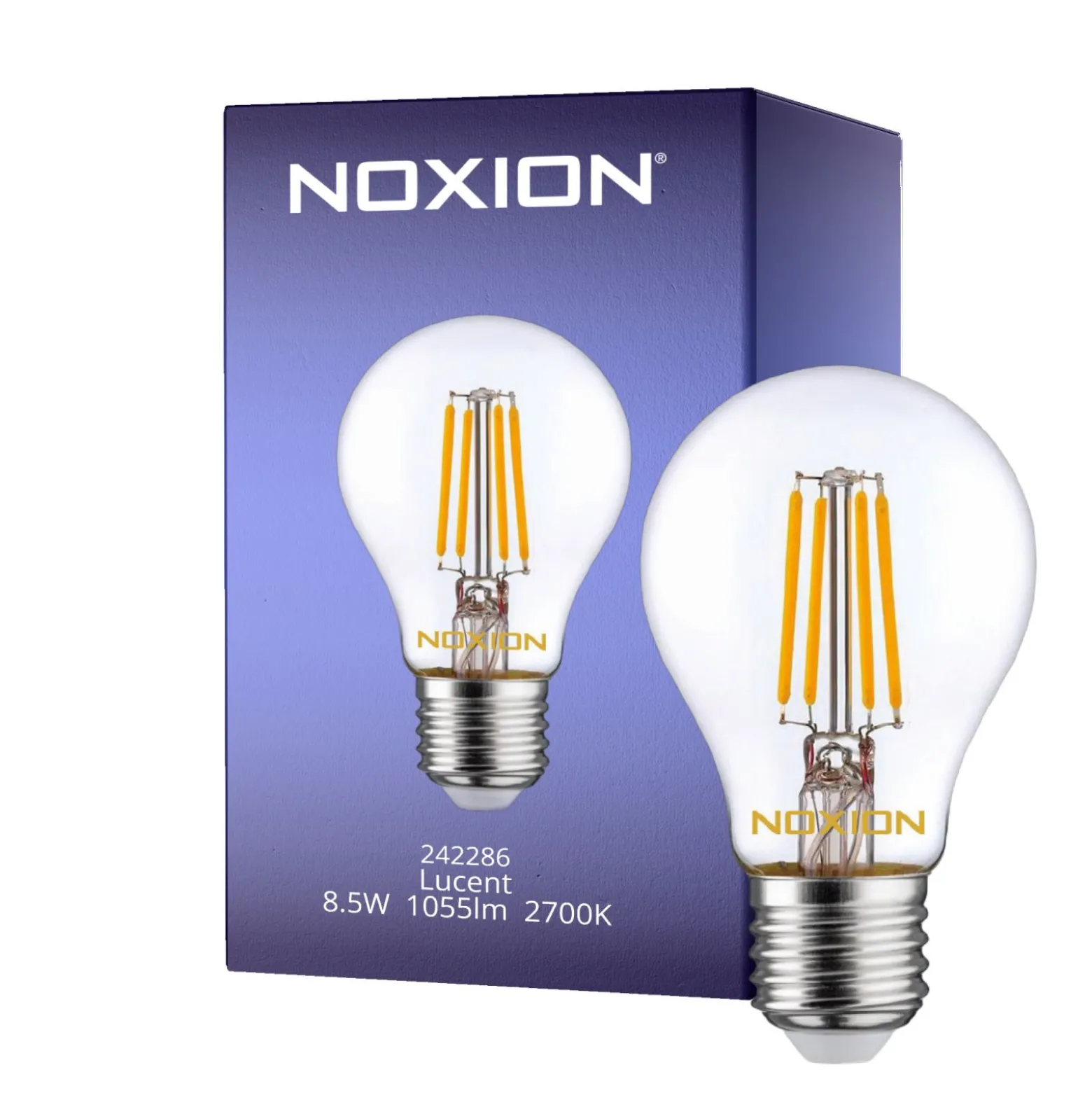 Noxion Lucent LED E27 Päron Filament Klar 8.5W 1055lm - 827 Extra Varm Vit - Ersättare 75W