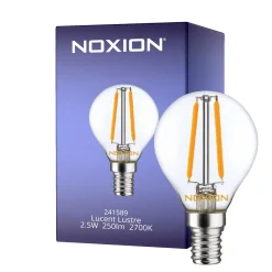 Noxion Lucent Lustre LED E14 boll Filament Klar 2.5W 250lm – Dimbar - Ersättare 25W