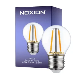Noxion Lucent Lustre LED E27 boll Filament Klar 2.5W 250lm - 827 Extra Varm Vit - Ersättare 25W