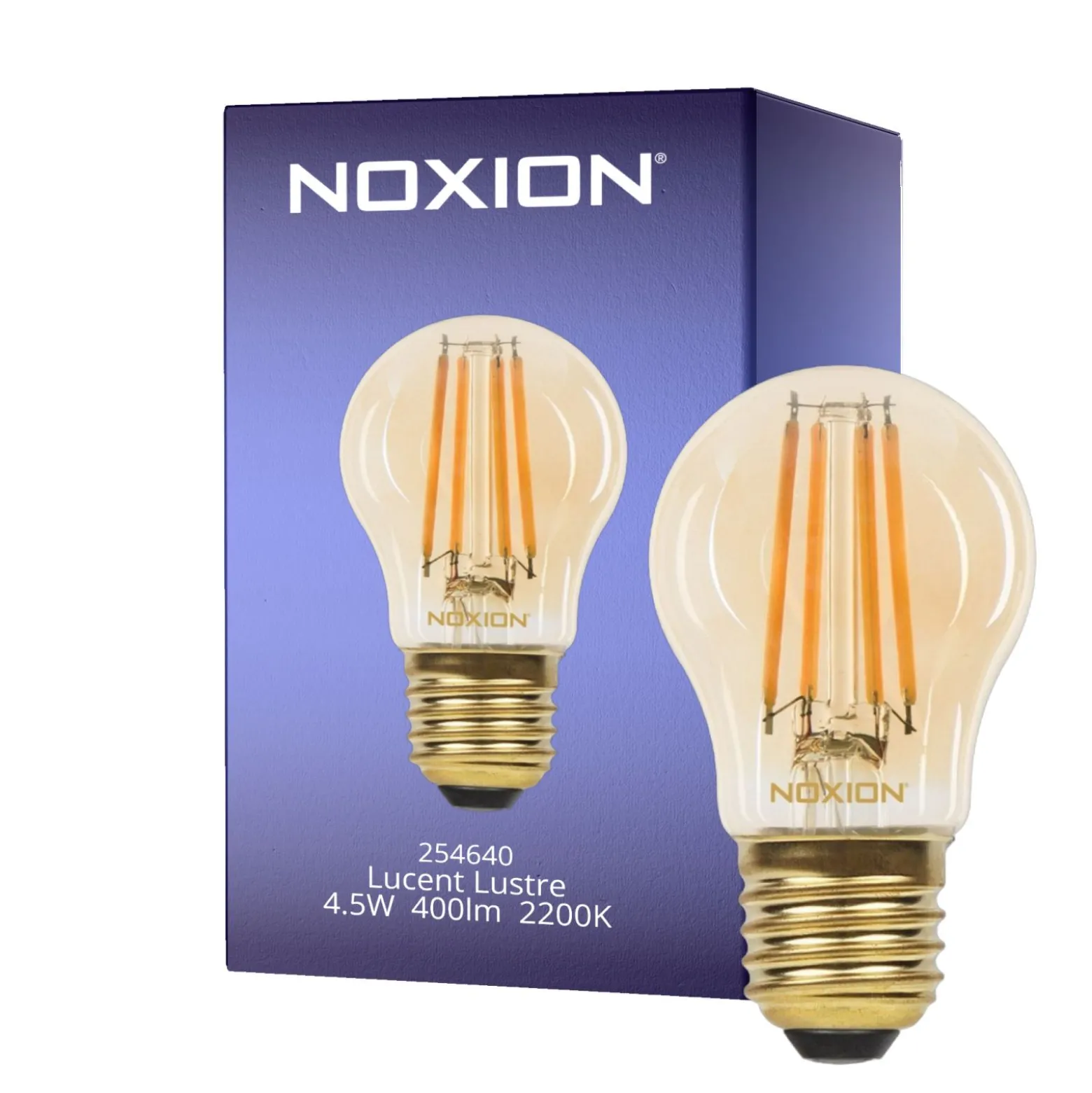 Noxion Lucent Lustre LED E27 Filament Ambar 4.5W 400lm - 822 Extra Varm Vit | Dimbar - Ersättare 35W