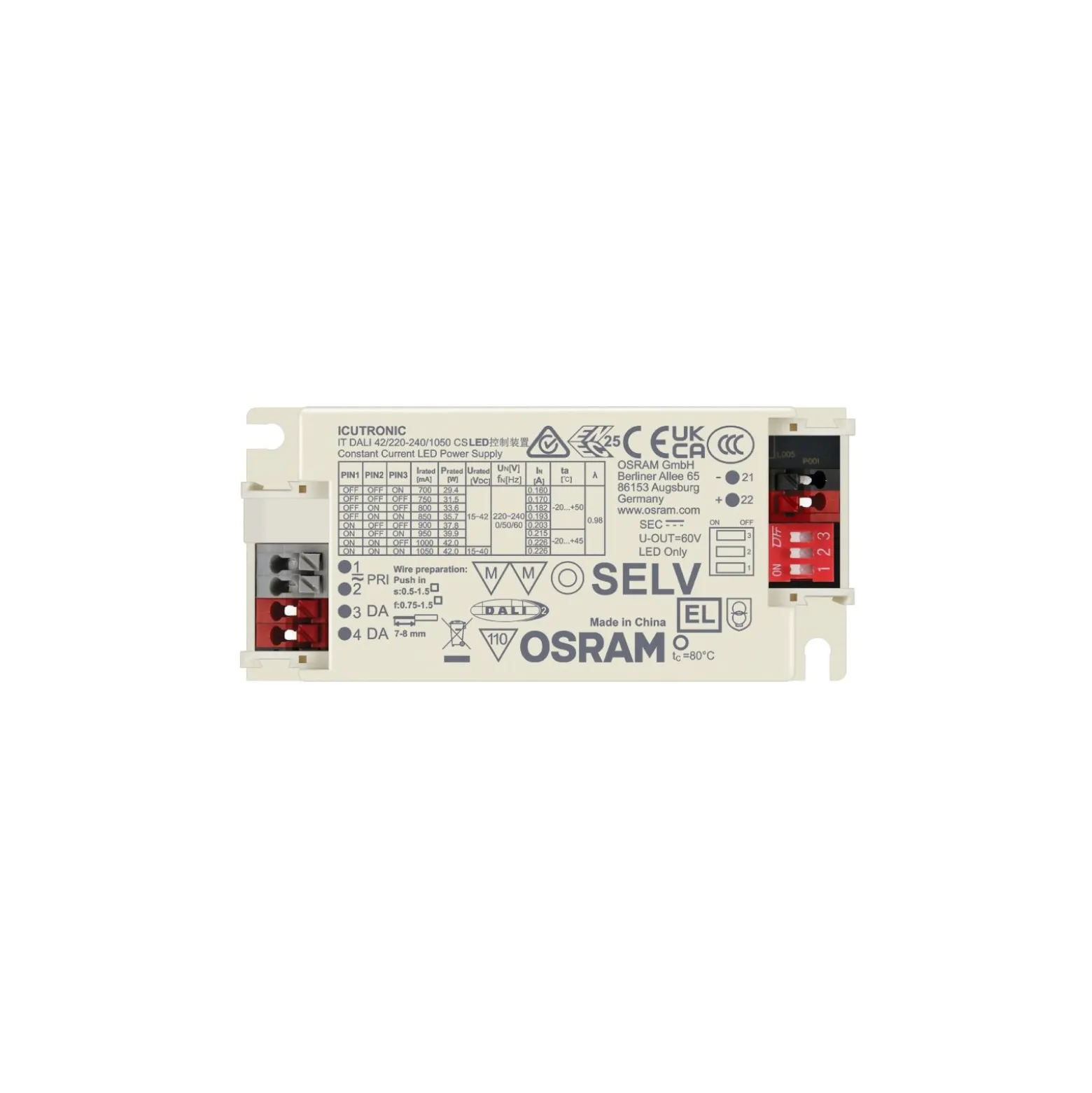 Osram LED driver DALI 42/220-240/1050 CS | incl. DC Sladd for Noxion