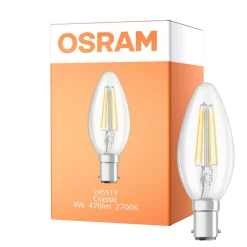 Osram Classic LED B15d Kronljus Filament Klar 4W 470lm - 827 Extra Varm Vit | Ersättare 40W