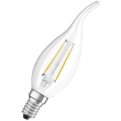 Osram Classic LED E14 Böjd-tip candle Filament Klar 2.5W 250lm - 827 Extra Varm Vit | Ersättare 25W