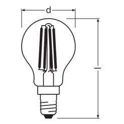 Osram Classic LED E14 Boll Filament Klar 4.8W 470lm - 840 Kallvit | Dimbar - Ersättare 40W