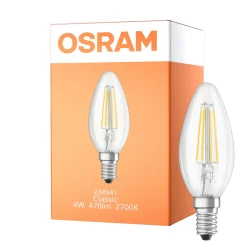 Osram Classic LED E14 Kronljus Filament Klar 4W 470lm - 827 Extra Varm Vit | 3 Step Dim - Ersättare 40W