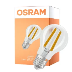 Osram Classic LED E27 Päron Filament Klar 3.8W 806lm - 840 Kallvit | Dimbar - Ersättare 60W