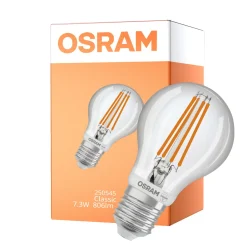 Osram Classic LED E27 Päron Filament Klar 7.3W 806lm - 827 Extra Varm Vit | Rörelse- Och Ljussensor - Ersättare 60W