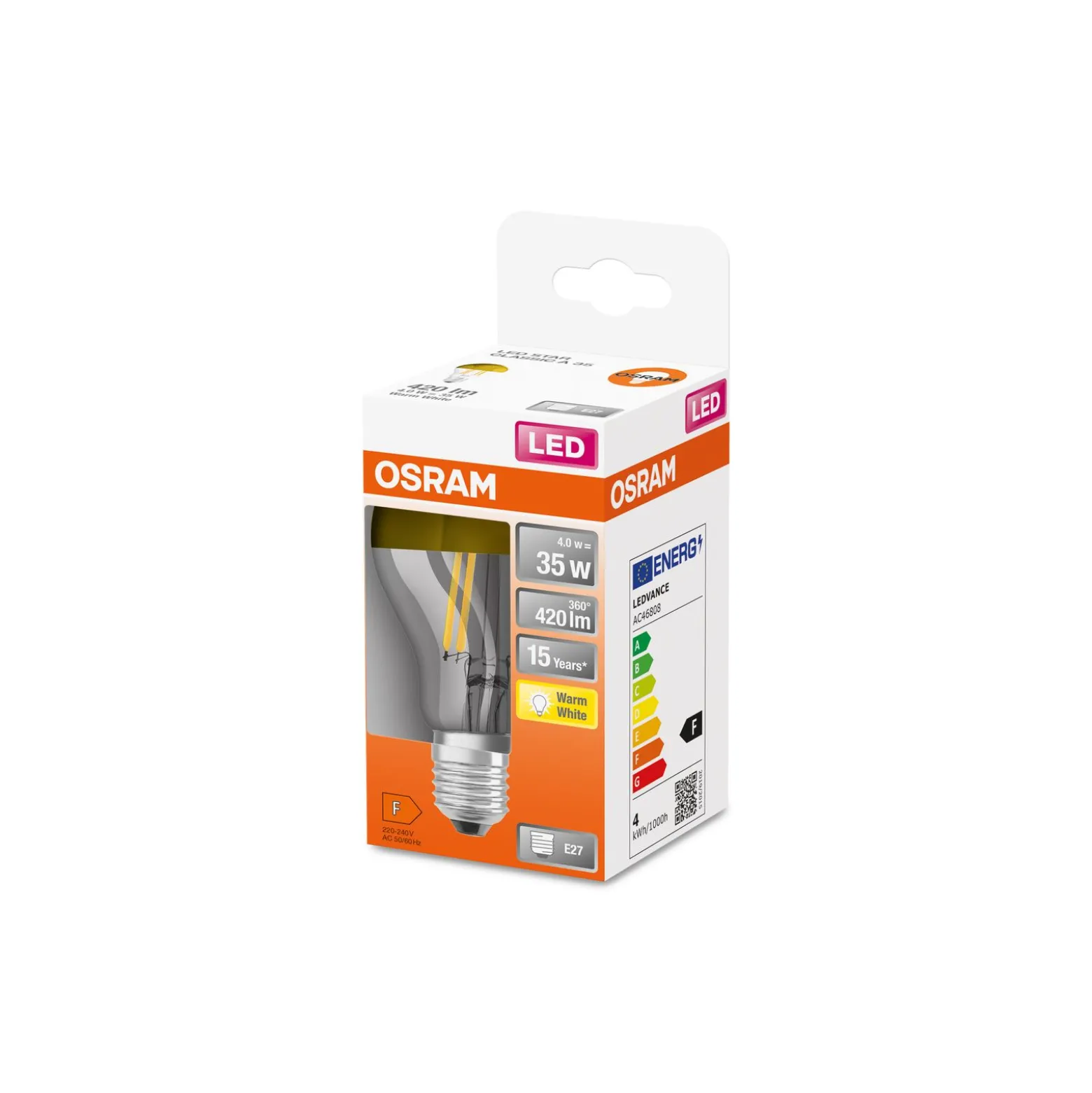 Osram Classic LED E27 Päron Filament Mirror Guld 4W 400lm - 827 Extra Varm Vit | Ersättare 35W