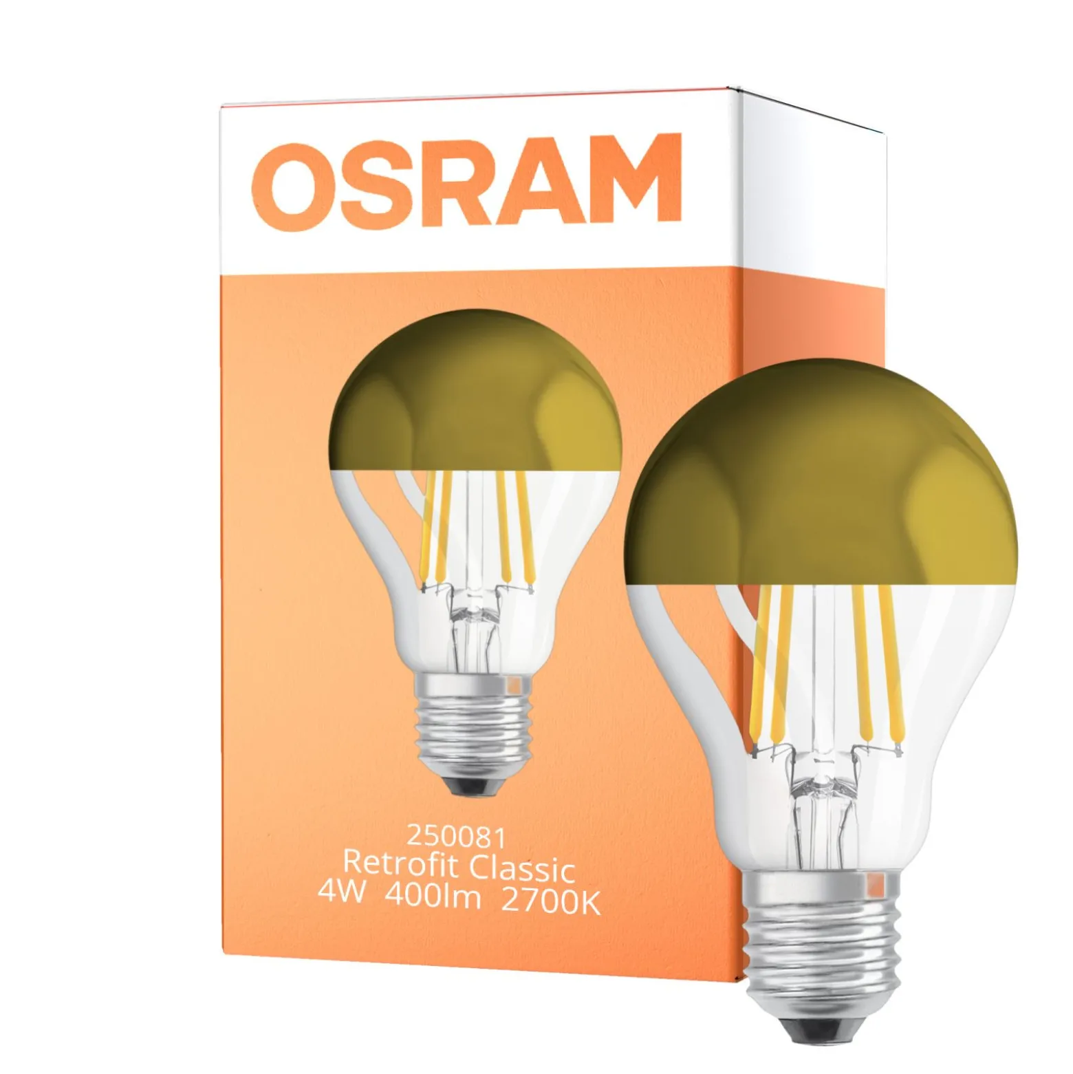 Osram Classic LED E27 Päron Filament Mirror Guld 4W 400lm - 827 Extra Varm Vit | Ersättare 35W