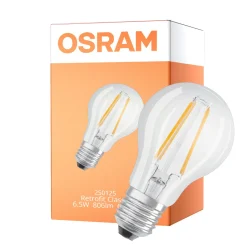 Osram Classic LED E27 Päron Filament Klar 6.5W 806lm - 865 Dagsljus | Ersättare 60W