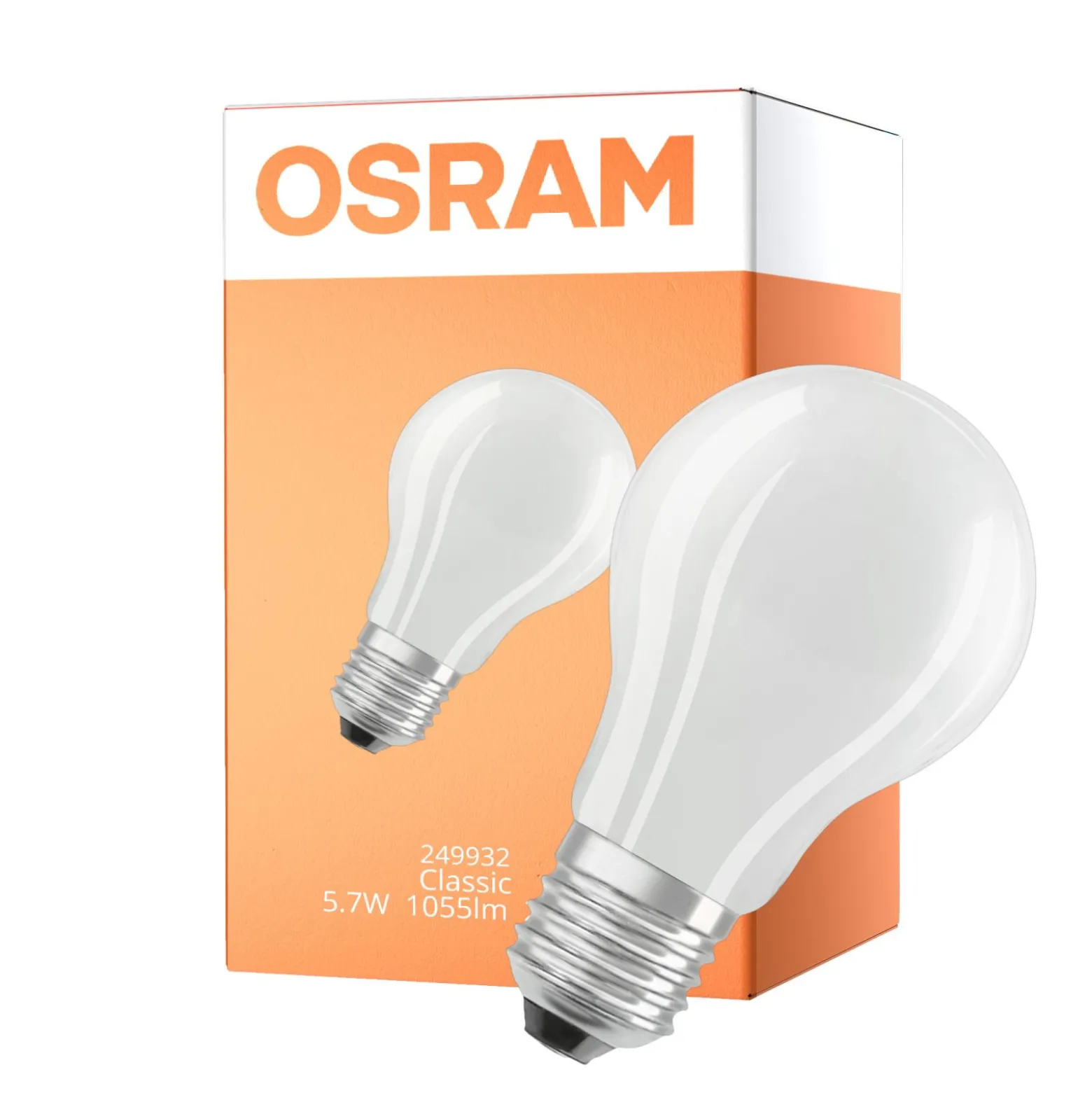 Osram Classic LED E27 Päron Filament Matt 5.7W 1055lm - 827 Extra Varm Vit | Dimbar - Ersättare 75W