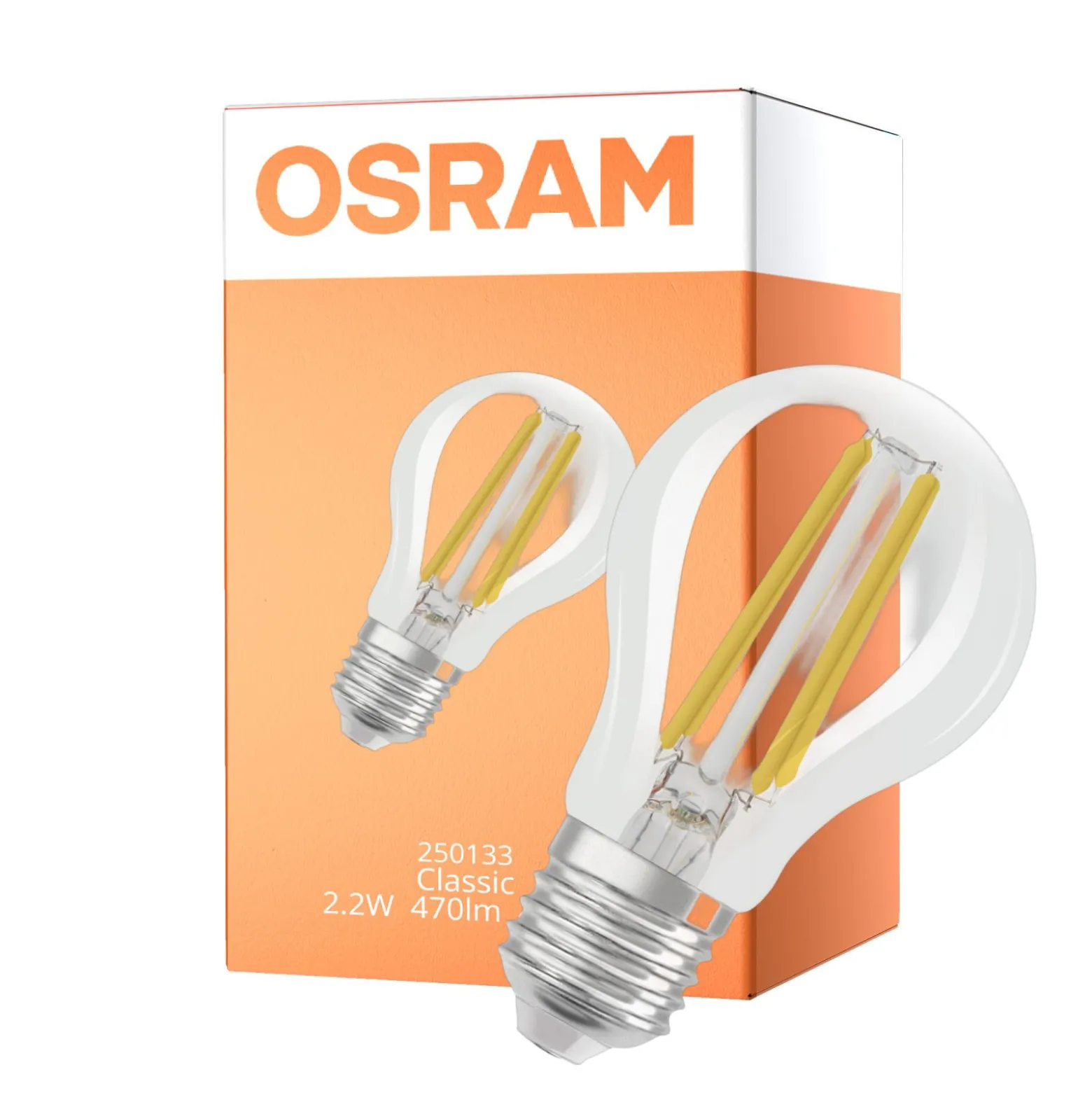 Osram Classic LED E27 Päron Filament Klar 2.2W 470lm Ultra Efficiency - 840 Kallvit | Ersättare 40W