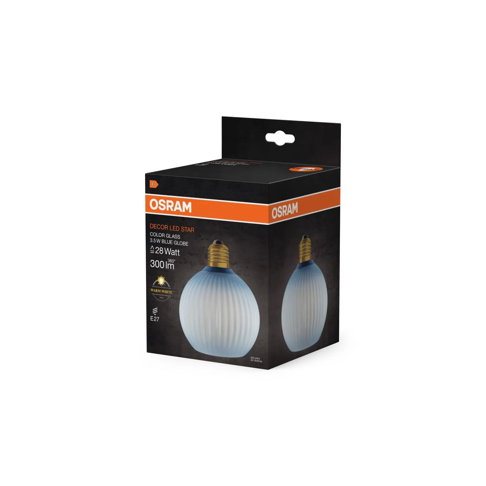 Osram Decor LED Lamp Blå Glas LED E27 Globe Matt 3.5W 300lm - 827 Extra Varm Vit | Ersättare 25W