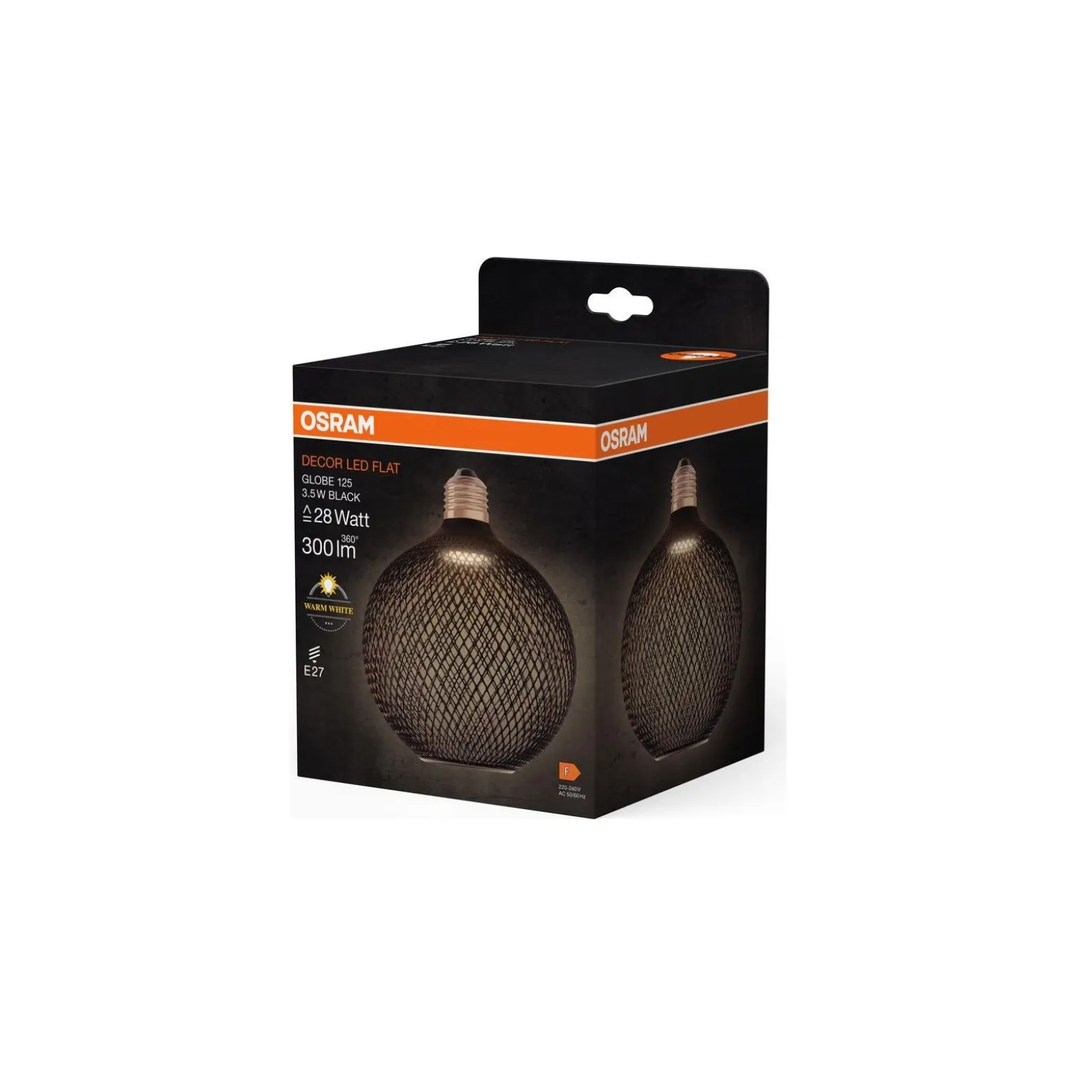 Osram Decor Platt Lamp In Metall Armatur LED E27 Globe Matt Svart 3.5W 300lm - 827 Extra Varm Vit | Ersättare 25W