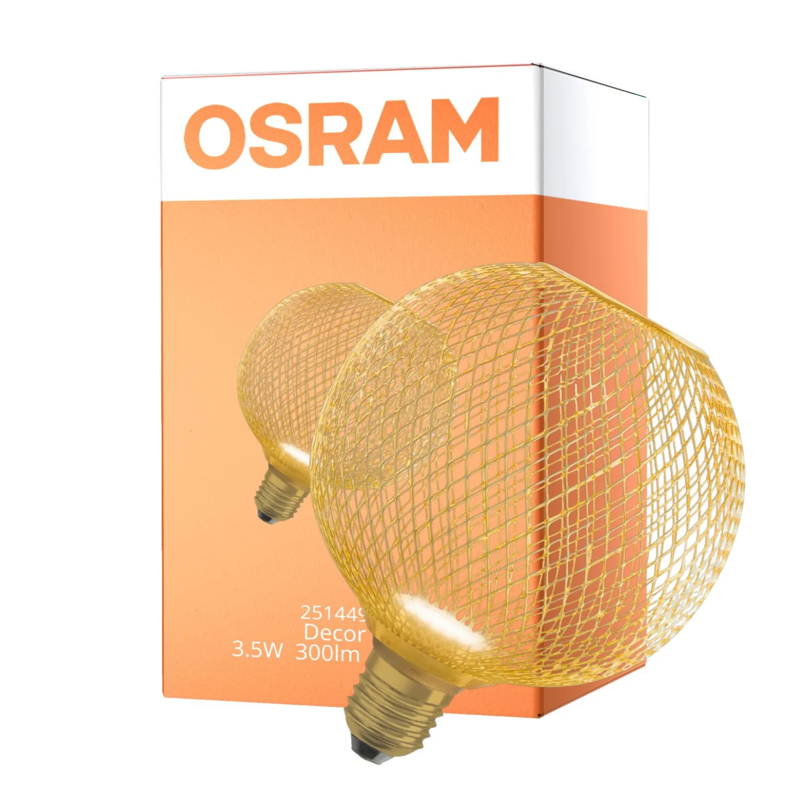 Osram Decor Platt Lamp In Metall Armatur LED E27 Globe Matt Guld 3.5W 300lm - 827 Extra Varm Vit | Ersättare 25W