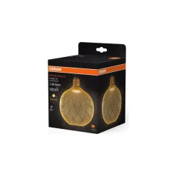Osram Decor Platt Lamp In Metall Armatur LED E27 Globe Matt Guld 3.5W 300lm - 827 Extra Varm Vit | Ersättare 25W