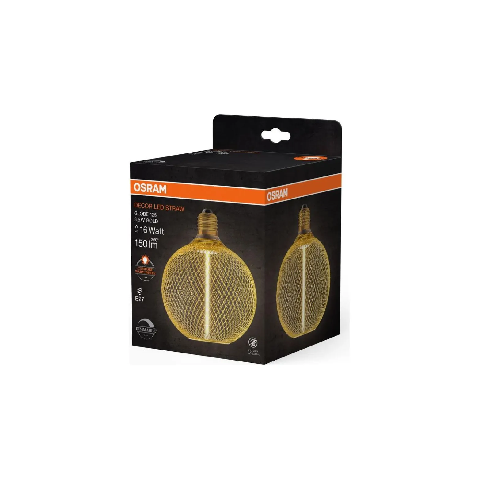 Osram Decor Straw E27 Tubular Filament Klar 3.5W 150lm - 818 Extra Varm Vit | Dimbar - Ersättare 15W