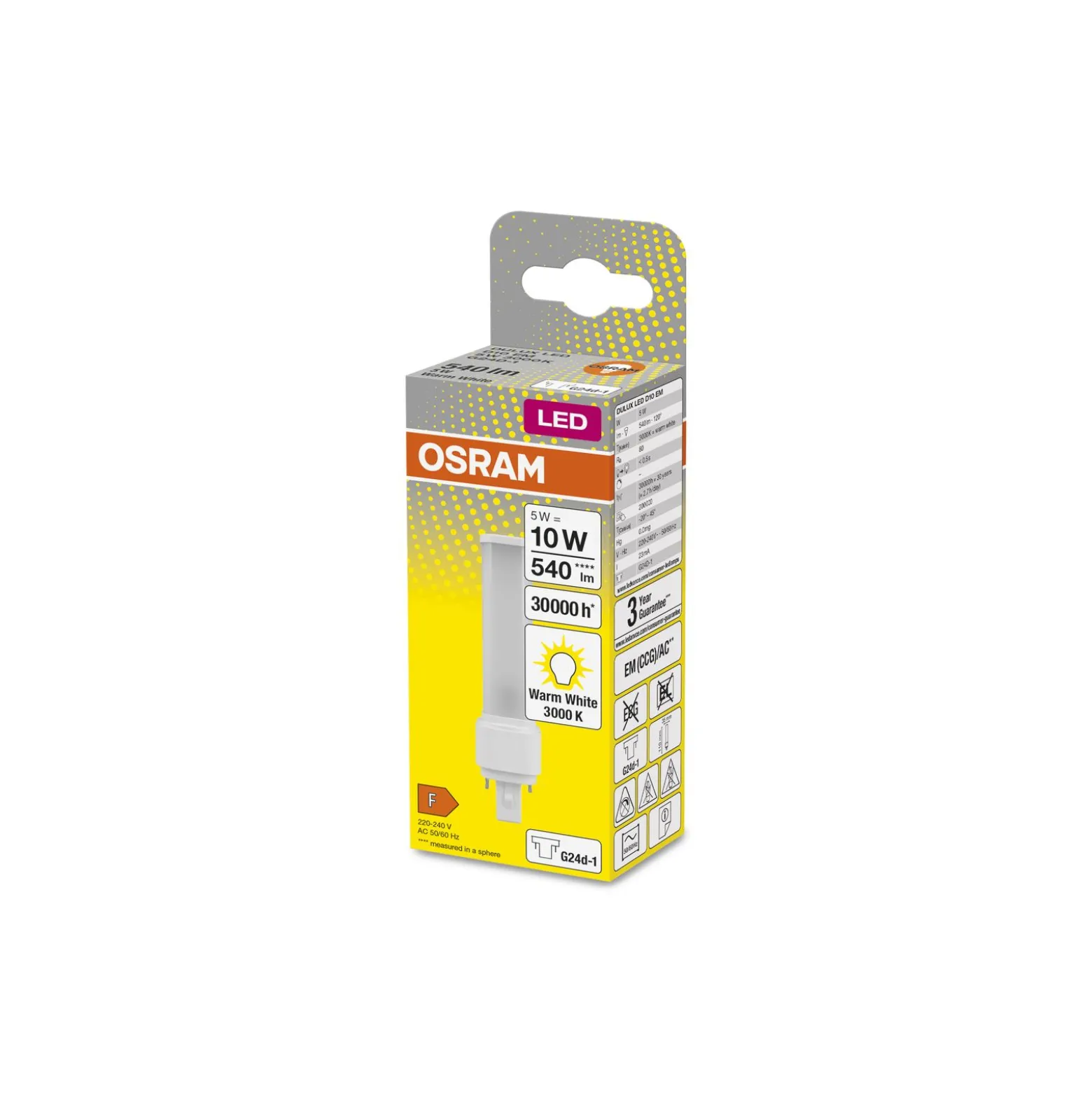 Osram Dulux-D LED 5W 540lm - 830 Varm Vit | 2-Stift - Ersättare 10W