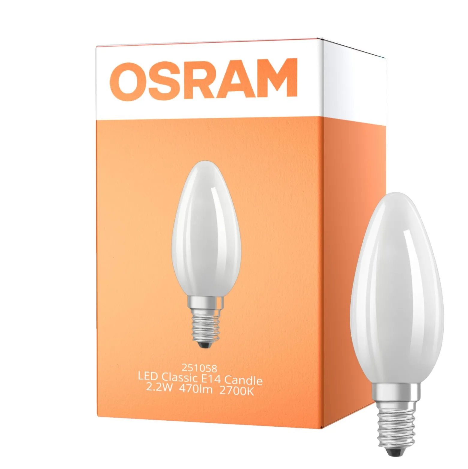 Osram LED Classic E14 Kronljus Filament Matt 2.2W 470lm - 827 Extra Varm Vit | Ersättare 40W