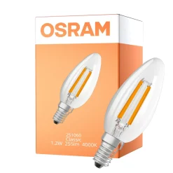 Osram LED Classic E14 Kronljus Filament Klar 1.2W 255lm - 840 Kallvit | Ersättare 25W