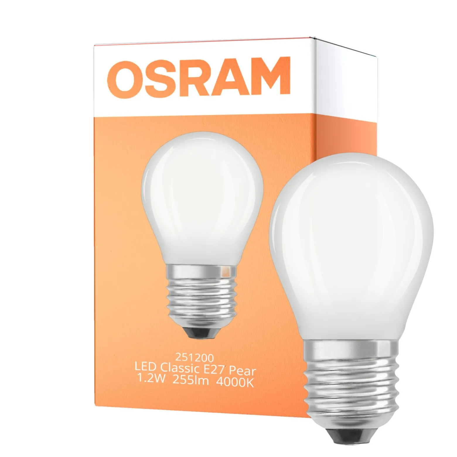 Osram LED Classic LED E27 Päron Filament Matt 1.2W 255lm - 840 Kallvit | Ersättare 25W