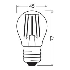 Osram LED Classic LED E27 Päron Filament Klar 1.2W 255lm - 827 Extra Varm Vit | Ersättare 25W