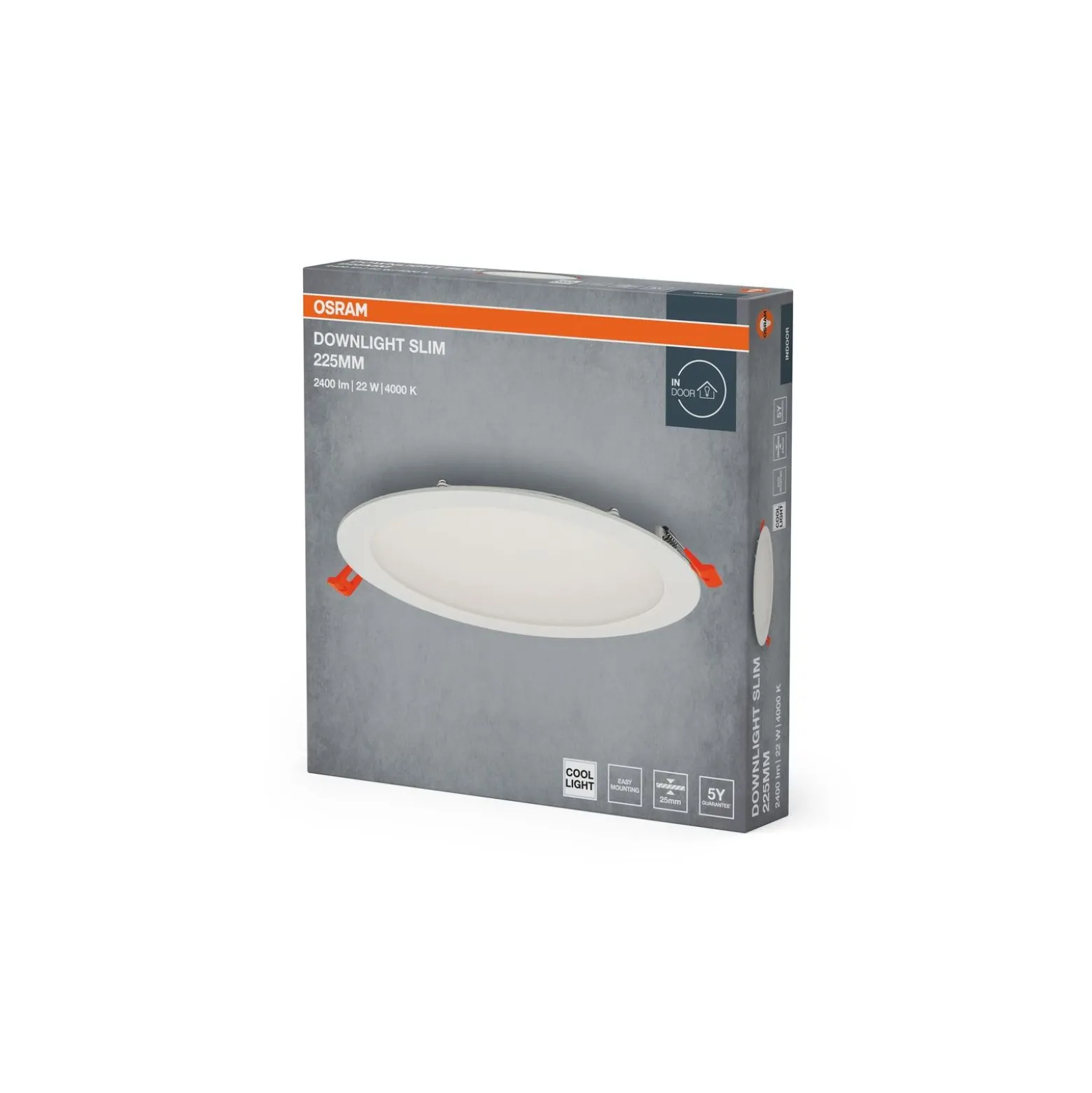 Osram LED Downlight Recess Slim Vit 22W 2000lm 110D - 840 Kallvit| Utskärning 200mm - IP20