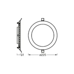 Osram LED Downlight Recess Slim Vit 22W 2000lm 110D - 840 Kallvit| Utskärning 200mm - IP20