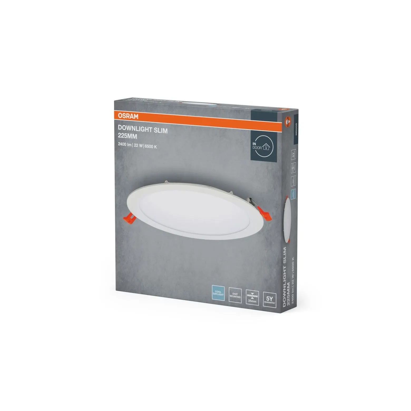 Osram LED Downlight Recess Slim Vit 22W 2000lm 110D - 865 Dagsljus | Utskärning 200mm - IP20