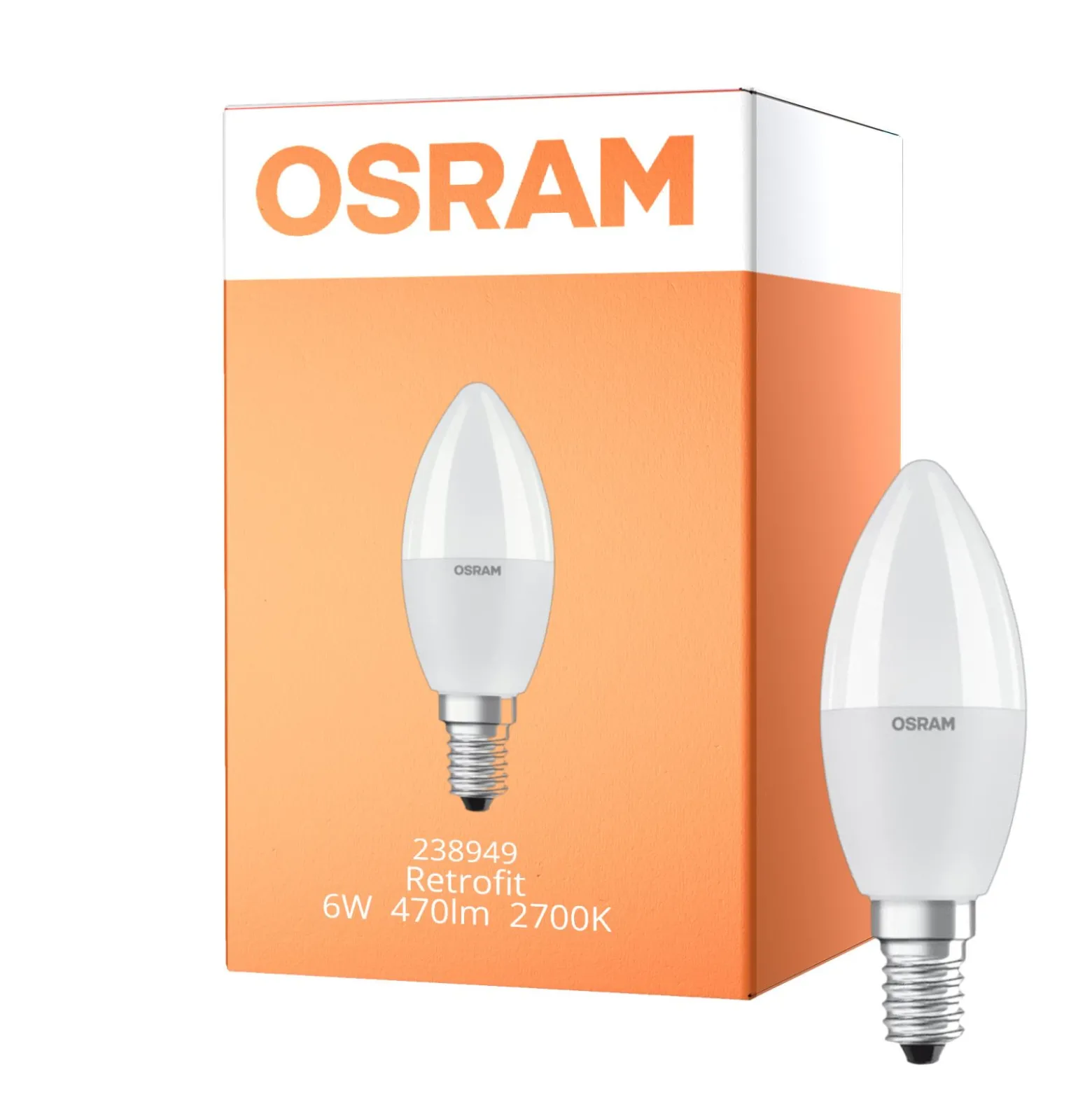 Osram LED E14 Kronljus Matt 6W 470lm - 827 Extra Varm Vit | RGBW - Dimbar - Fjärrkontroll - Ersättare 40W
