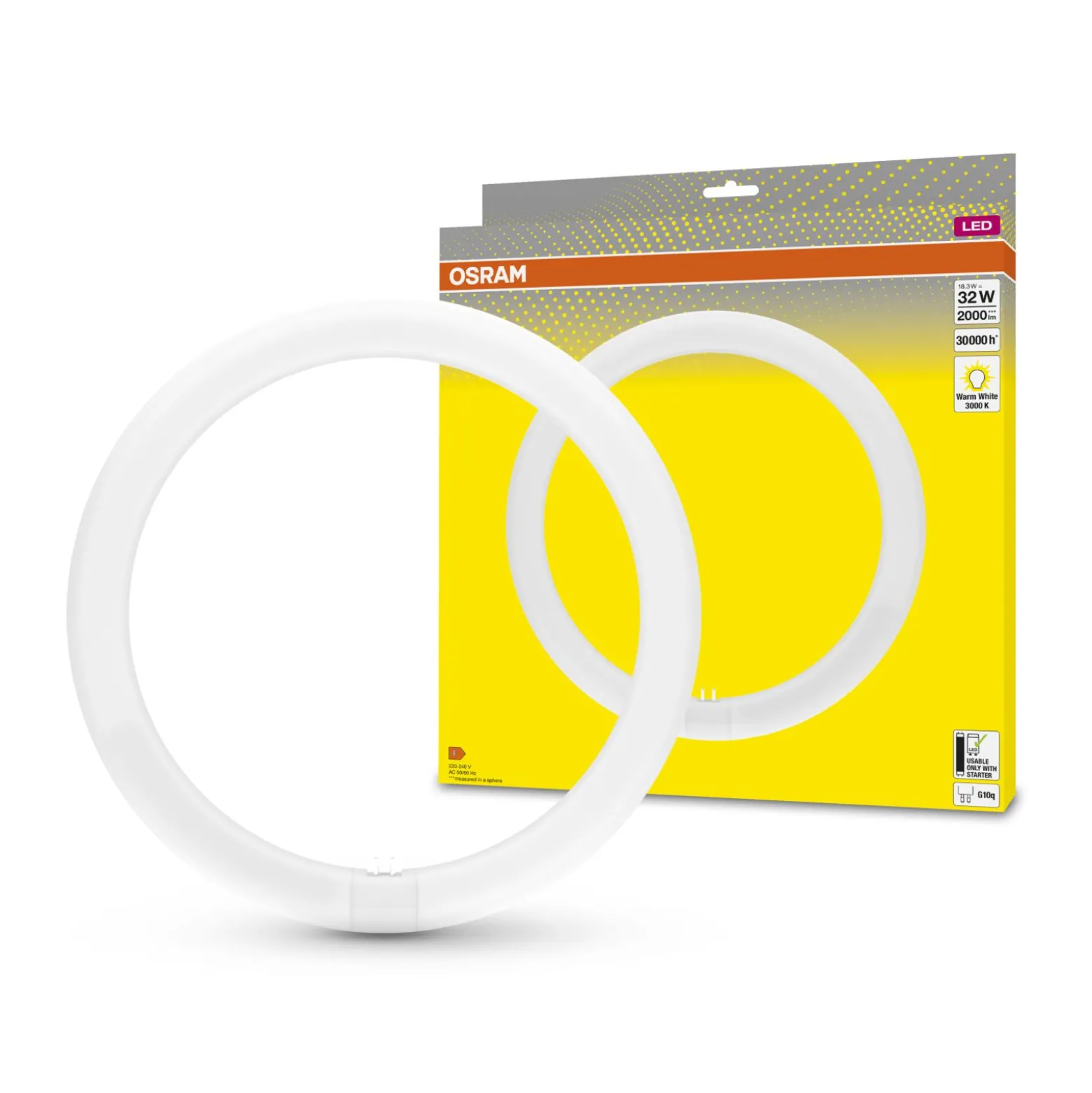 Osram LED Rör T9 Cirkulär (EM/Mains) 18.3W 2000lm - 830 Varm Vit | Ersättare 32W