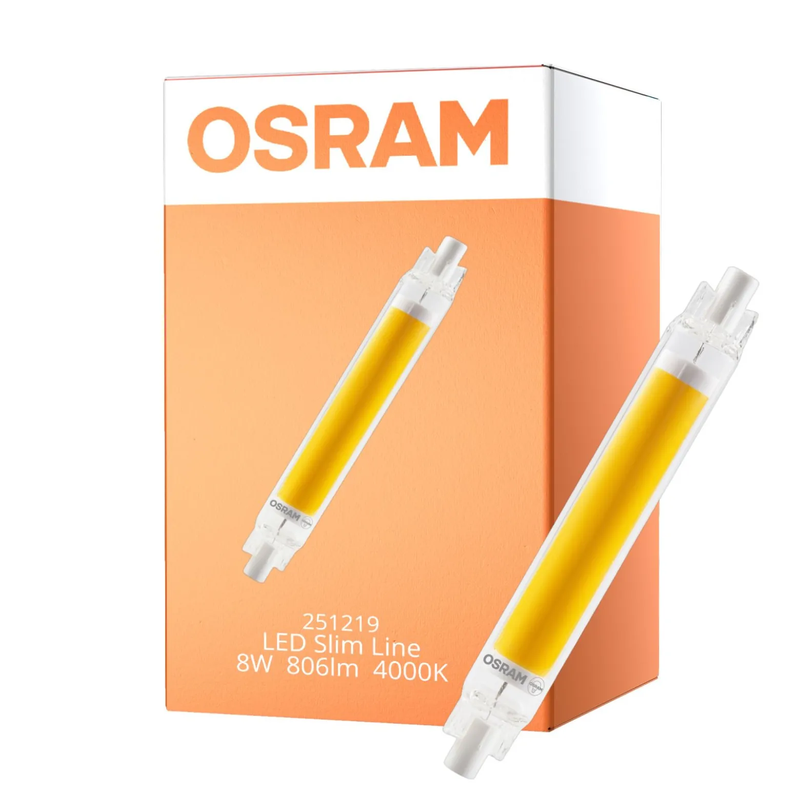 Osram LED Slim Line R7S LED R7S 118mm Klar 8W 806lm - 840 Kallvit | Ersättare 60W