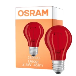 Osram LED Star Classic Decor E27 Päron Filament Matt 2.5W 45lm - Röd | Ersättare 7W